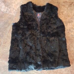 Adrienne Landau Black Faux Fur Vest